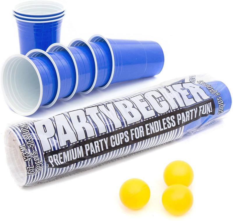 Wiederverwendbare Beer Pong Becher - 50 Red Cups Partybecher + 3 Bälle